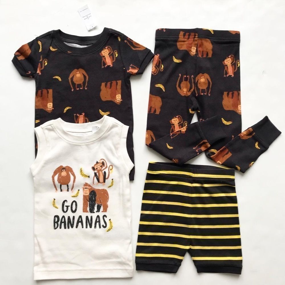 Old Navy NWT Go Bananas 4pc pajama set 2T